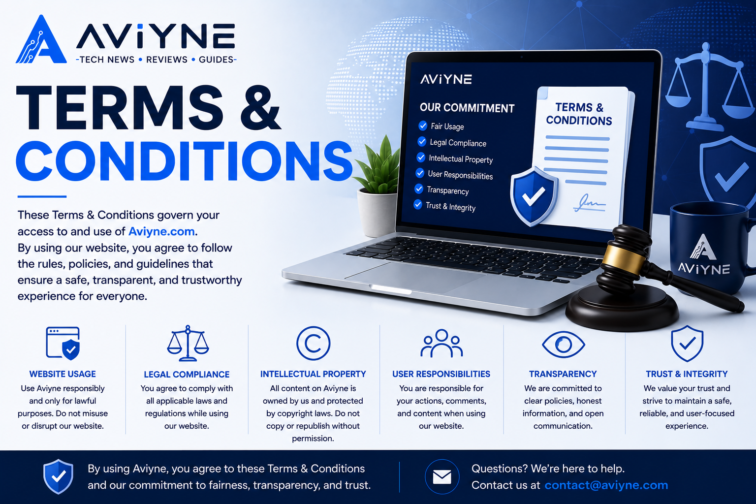 Terms and Conditions banner for Aviyne technology website